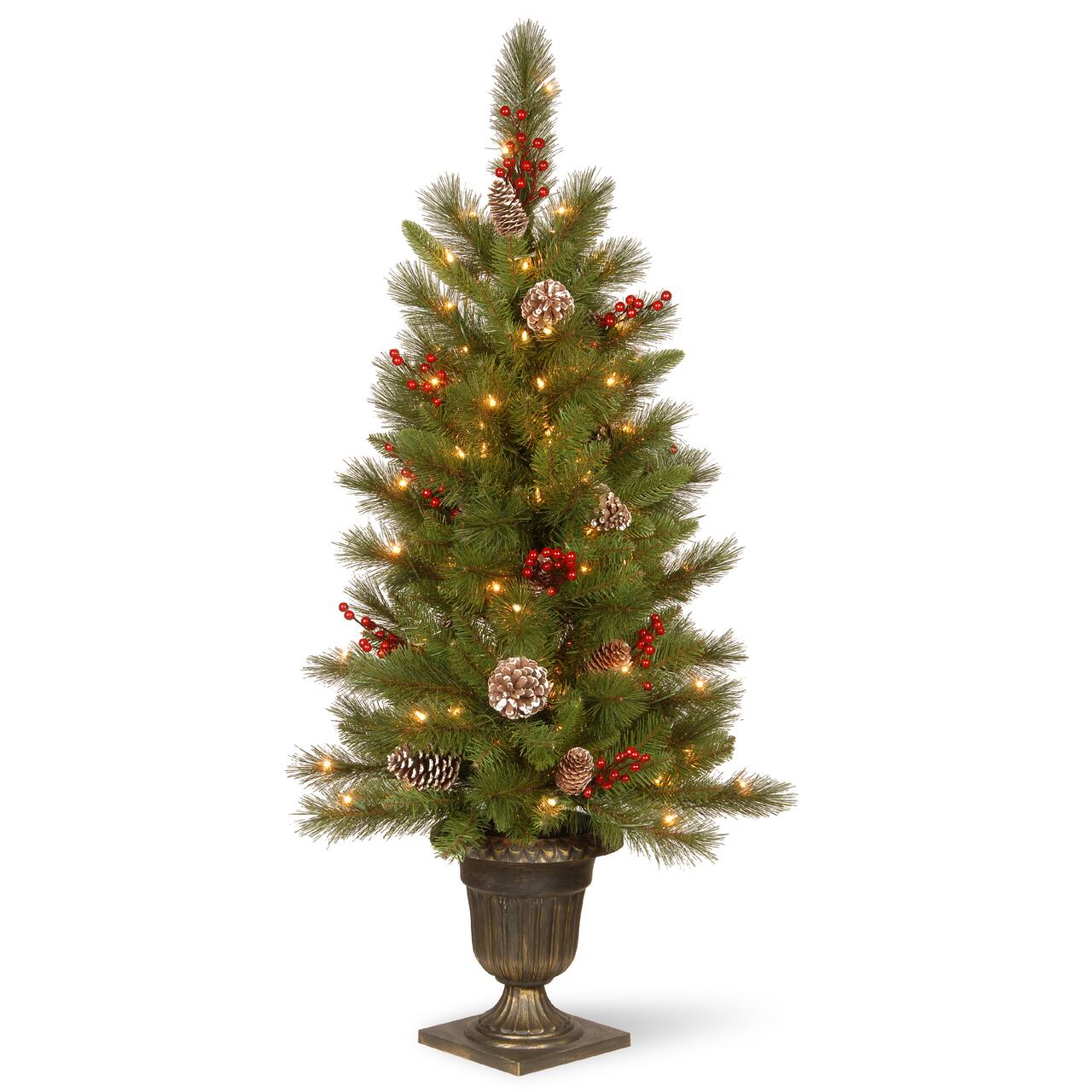 4ft. Pre-Lit Feel Real® Bristle Berry Artificial Entrance Christmas Tree, Clear Lights
